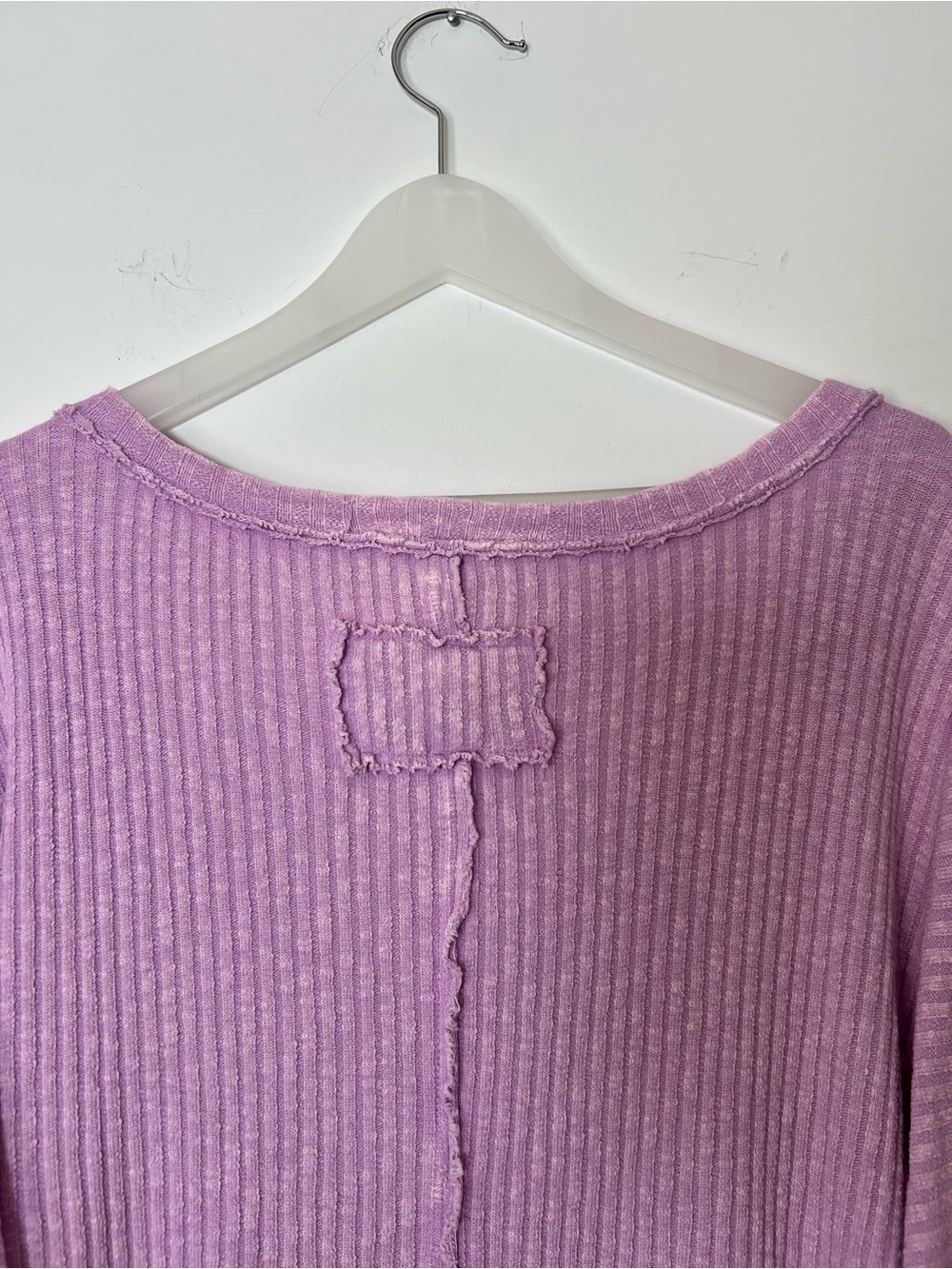 EASEL Ribbed V-Neck Oversized Short Sleeve Top Sunday Comfort Purple Pink - Picture 9 of 12
